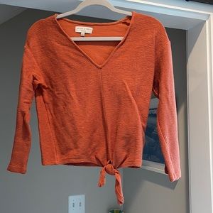 3/4 sleeve tie front top